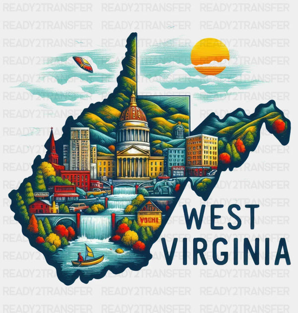 Colorful West Virginia State Design - State & Cities DTF Heat Transfer