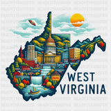 Colorful West Virginia State Design - State & Cities DTF Heat Transfer ready2transfer