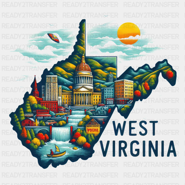 Colorful West Virginia State Design - State & Cities DTF Heat Transfer