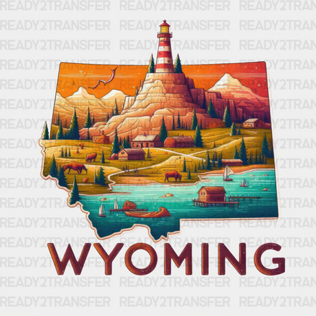 Colorful Wyoming State Design - & Cities Dtf Heat Transfer