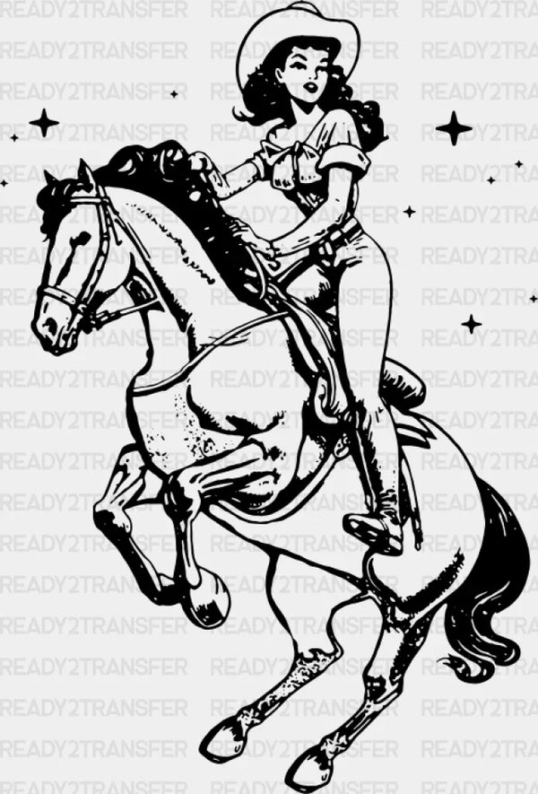 Cool Cowgirl Riding - Cowgirl DTF Transfer