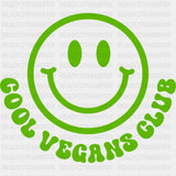 Cool Vegans Club Smiley - Vegan DTF Transfers - Adult Unisex - S & M (10’’) / Dark Color Design (See Imaging)