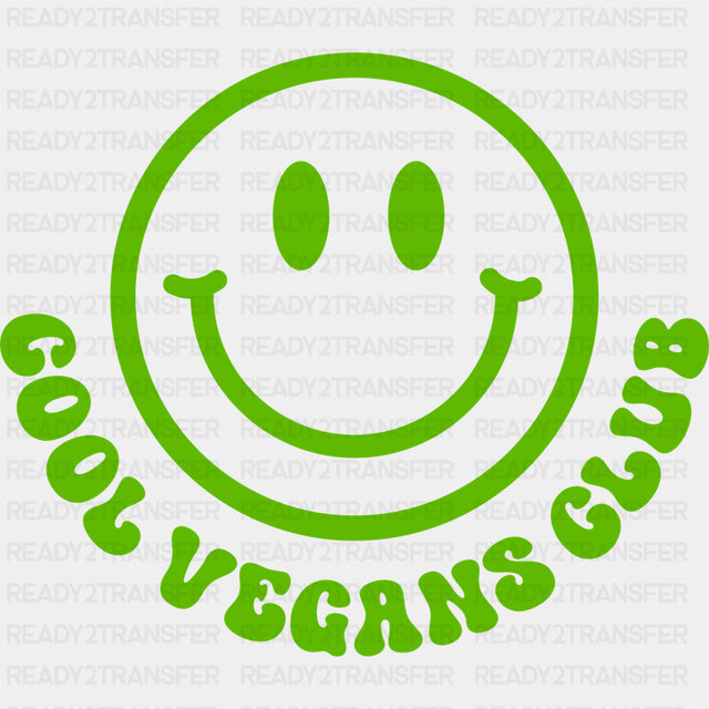 Cool Vegans Club Smiley - Vegan DTF Transfers - Adult Unisex - S & M (10’’) / Dark Color Design (See Imaging)
