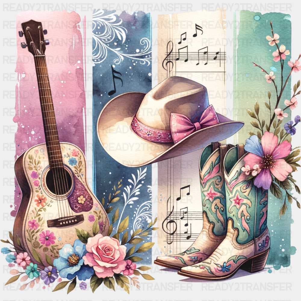 Country Girl Guitar - Music DTF Transfers ready2transfer