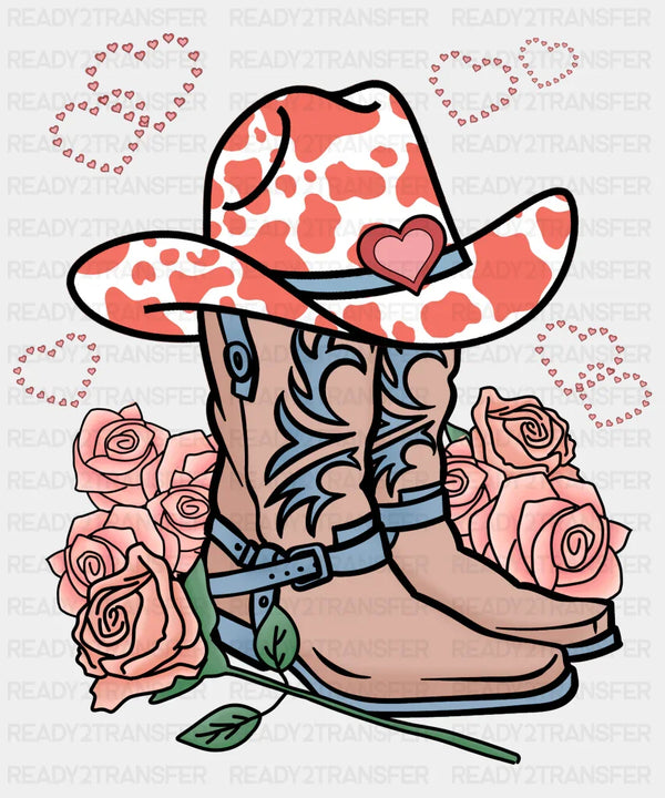COWBOY BOOTS AND ROSES DTF Transfer