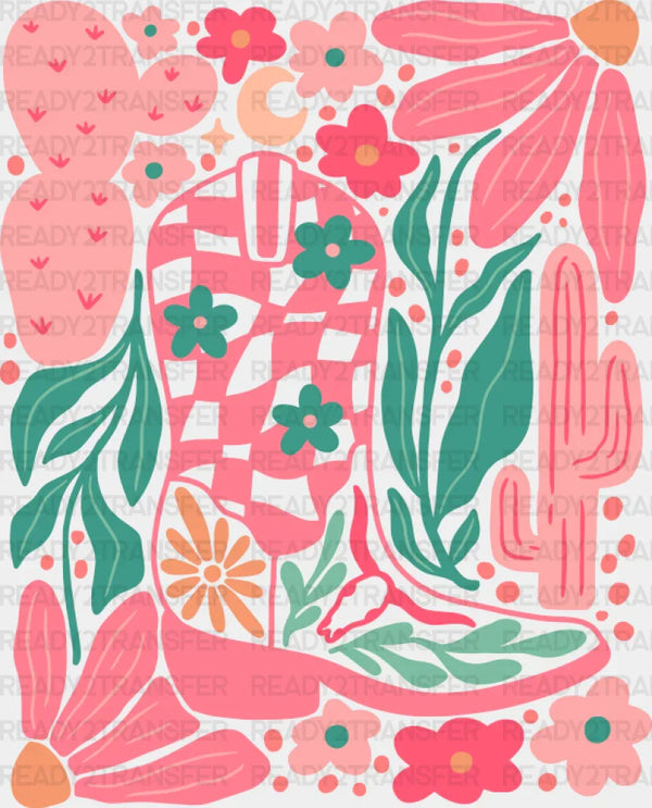 Cowboy Boots Pink Design - Cowgirl DTF Transfer
