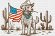Cowboy Dog US Flag - 4th Of July DTF Transfer Adult Unisex - S & M (10’’) / Dark Color Design (See Imaging)
