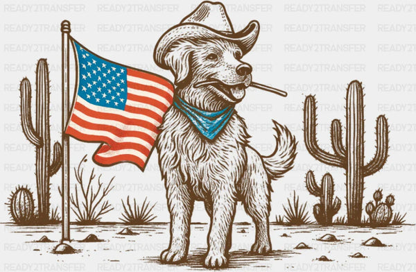 Cowboy Dog US Flag - 4th Of July DTF Transfer