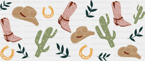Cowboy Hat & Boots Western - General Cup Wrap UV Sticker Permanent UV DTF Decal