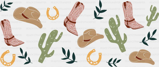 Cowboy Hat & Boots Western - General Cup Wrap UV Sticker Permanent UV DTF Decal