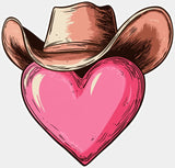 Cowboy Hat Heart Design - Valentine’s Day Dtf Transfer Adult Unisex S & M (10’’) / Light