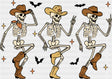 Cowboy Skeletons - Halloween DTF Transfer Adult Unisex - S & M (10’’) / Dark Color Design (See Imaging)