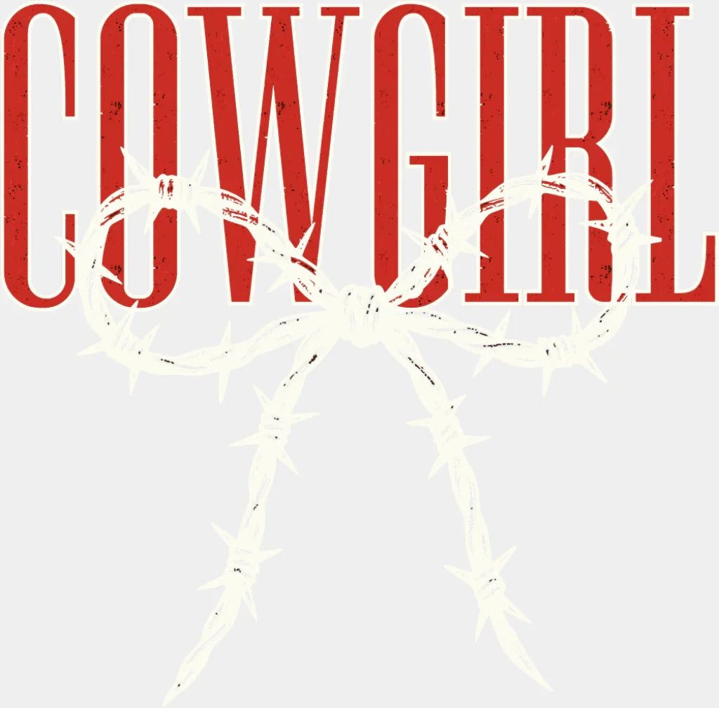 Cowgirl Barbed Wire - Cowgirl DTF Transfer Adult Unisex - S & M (10’’) / Light Color Design (See Imaging)