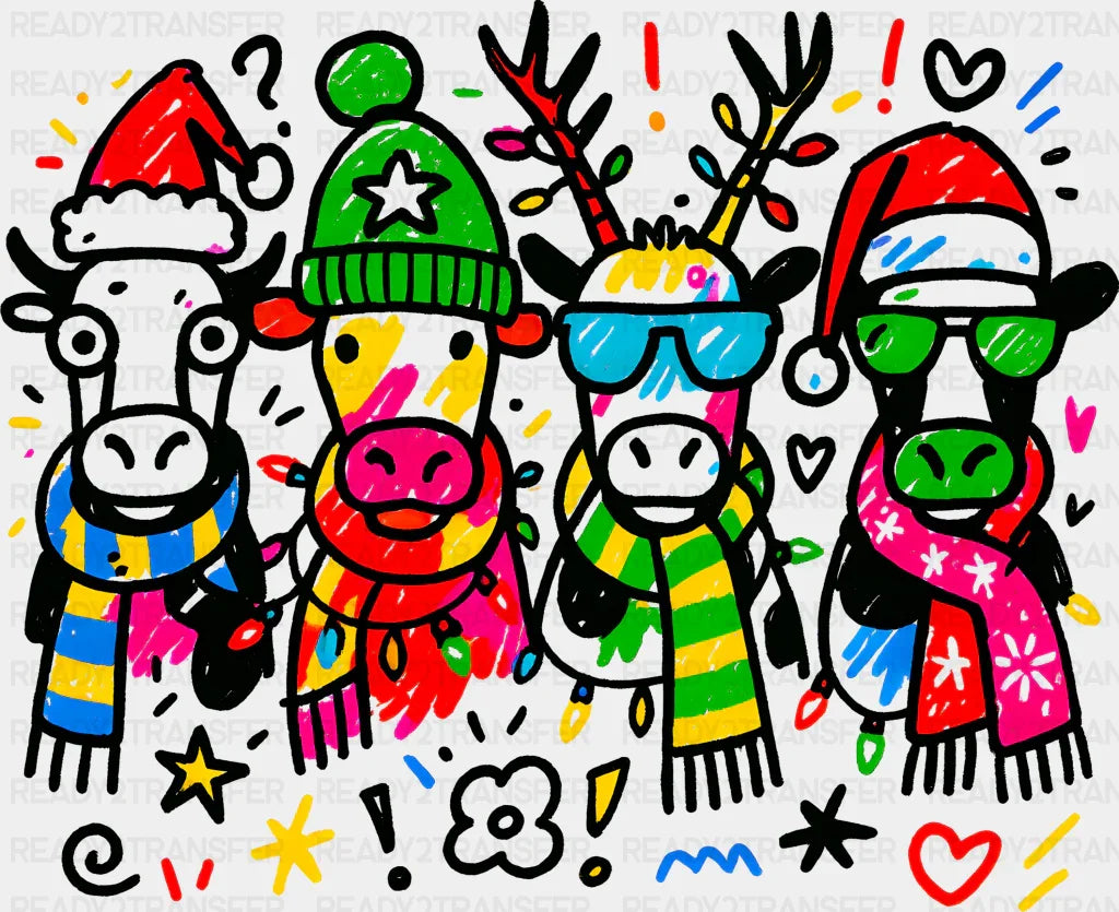 Cows Colorful - Christmas DTF Transfer