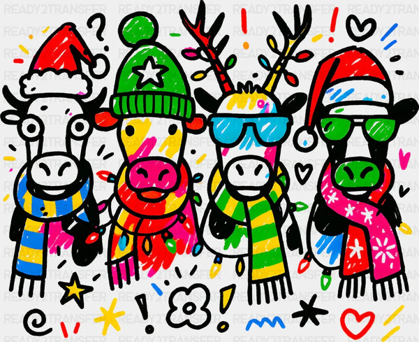 Cows Colorful - Christmas DTF Transfer