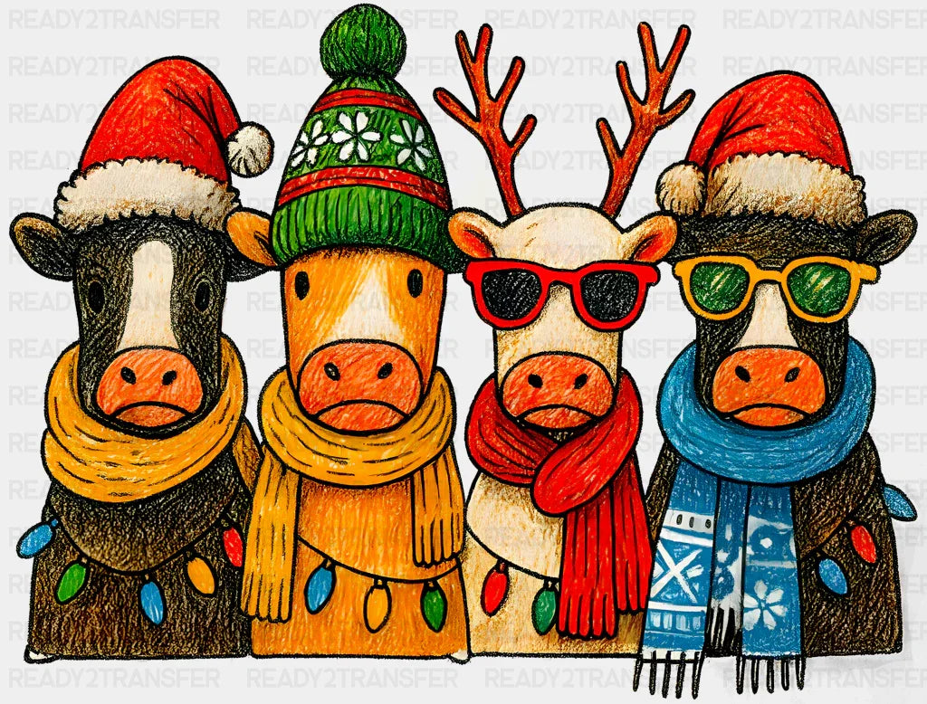 Cows Drawing - Christmas DTF Transfer