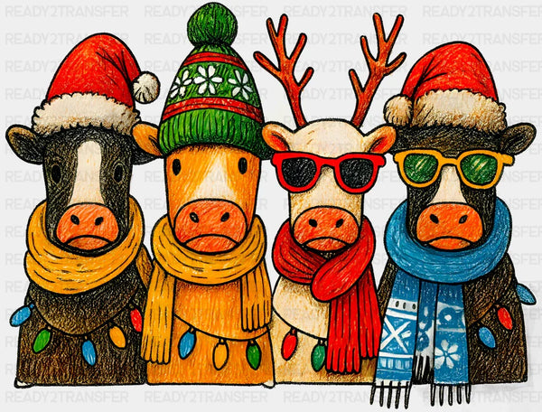 Cows Drawing - Christmas DTF Transfer