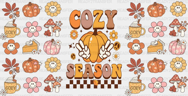 Cozy Season Checkered Design - Fall Cup Wrap Uv Sticker Permanent Dtf Decal