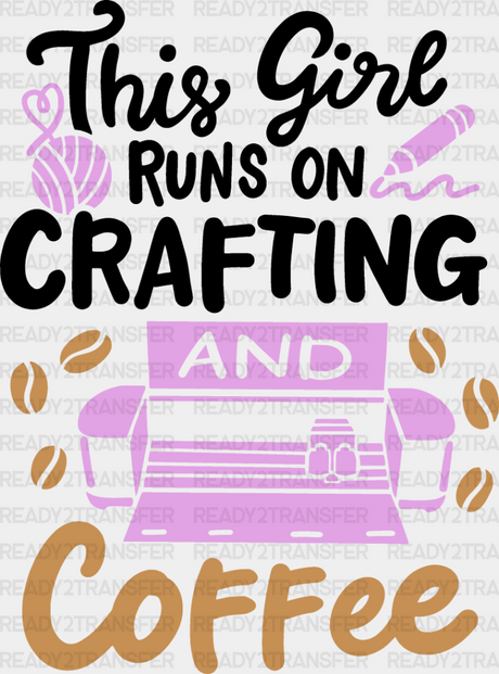 Crafting And Coffee - Dtf Heat Transfer Adult Unisex S & M (10’’) / Dark Color Design (See Imaging)