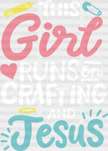 Crafting And Jesus - Dtf Heat Transfer Adult Unisex S & M (10’’) / Light Color Design (See Imaging)