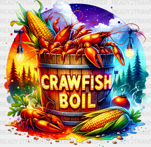Crawfish Boil Colorful Design - Crawfish DTF Transfer
