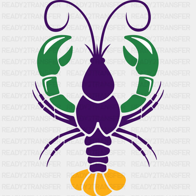 Crayfish Green Purple Yellow - Mardi Gras DTF Transfers ready2transfer