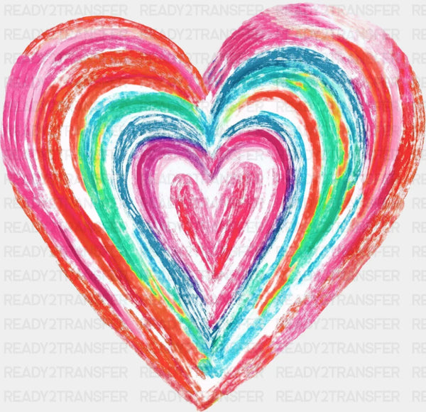 Crayon Colorful Heart - Valentine's Day DTF Transfer
