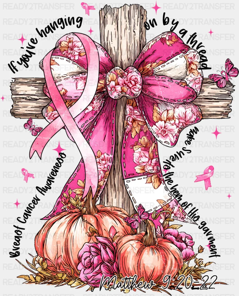 Cross Breast Cancer Awareness DTF Transfer Adult Unisex S & M (10’’) / Dark Color Design (See Imaging)