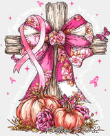 Cross Breast Cancer Awareness DTF Transfer Adult Unisex S & M (10’’) / Light Color Design (See Imaging)