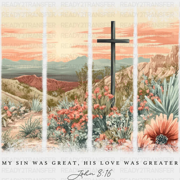 Cross Flowers Colorful Design - Christianity DTF Transfer