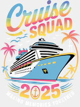 Cruise Squad 2025 Colorful Trees - Vacation DTF Transfer Adult Unisex - S & M (10’’) / Light Color Design (See Imaging)