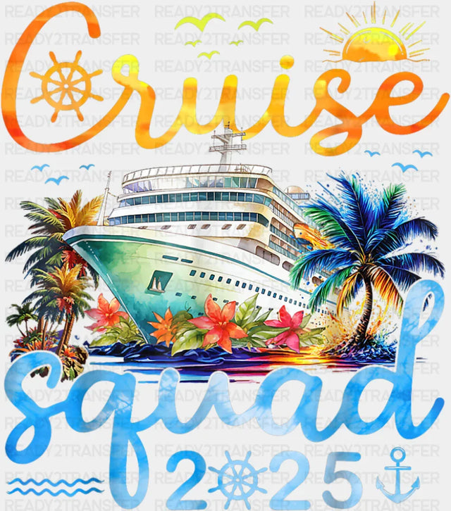 Cruise Squad 2025 Yellow & Blue - Vacation DTF Transfer