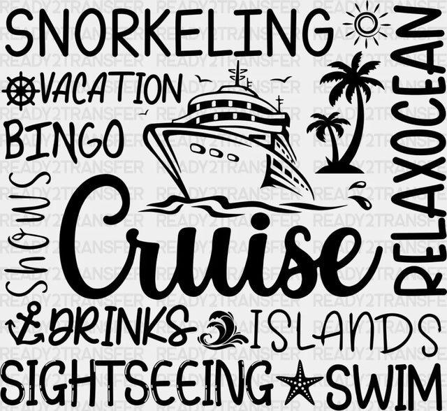Cruise Vacation Black And White - Family Dtf Heat Transfer Adult Unisex S & M (10’’) / Dark
