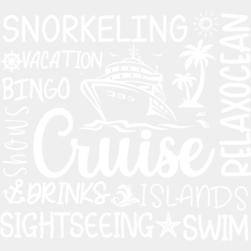 Cruise Vacation Black And White - Family Cruise DTF heat transfer ready2transfer Light Color Design ( See imaging )