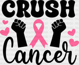 Crush Cancer Hearts - Dtf Transfer Adult Unisex S & M (10’’) / Dark Color Design (See Imaging)