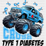 Crush Type 1 Diabetes - Diabetes DTF Transfers ready2transfer Dark Color Design (See Imaging)