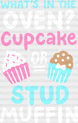 Cupcake Or Stud Muffin - Gender Reveal Dtf Heat Transfer Adult Unisex S & M (10’’) / Light