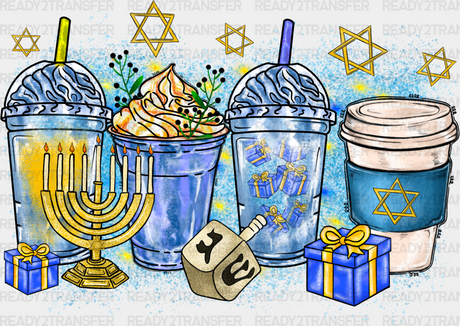 Cups Design - Hanukkah Dtf Heat Transfer