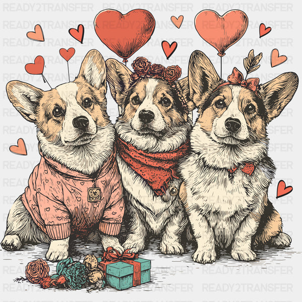 Cute Dogs With Hearts - Valentine's Day DTF Transfers