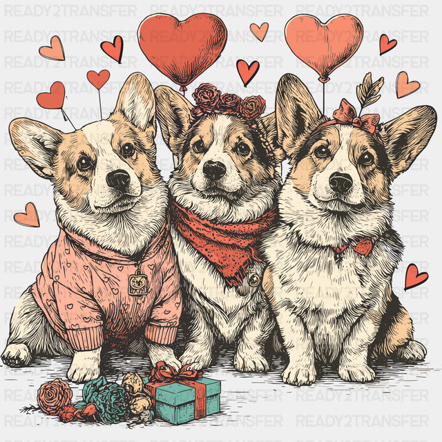 Cute Dogs With Hearts - Valentine's Day DTF Transfers ready2transfer