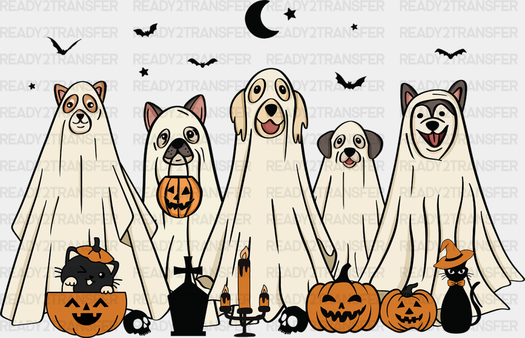 Cute Ghost Dog Halloween Dtf Transfer