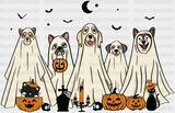 Cute Ghost Dog Halloween Dtf Transfer Adult Unisex - S & M (10’) / White