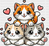 Cute Kittens & Hearts - Cats DTF Transfer