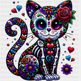 Cute Skull Cat - Day of the Dead DTF Transfers ready2transfer