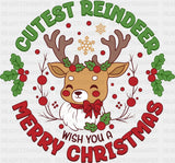 Cutest Reindeer Wish You A Merry Christmas - Christmas DTF Transfer