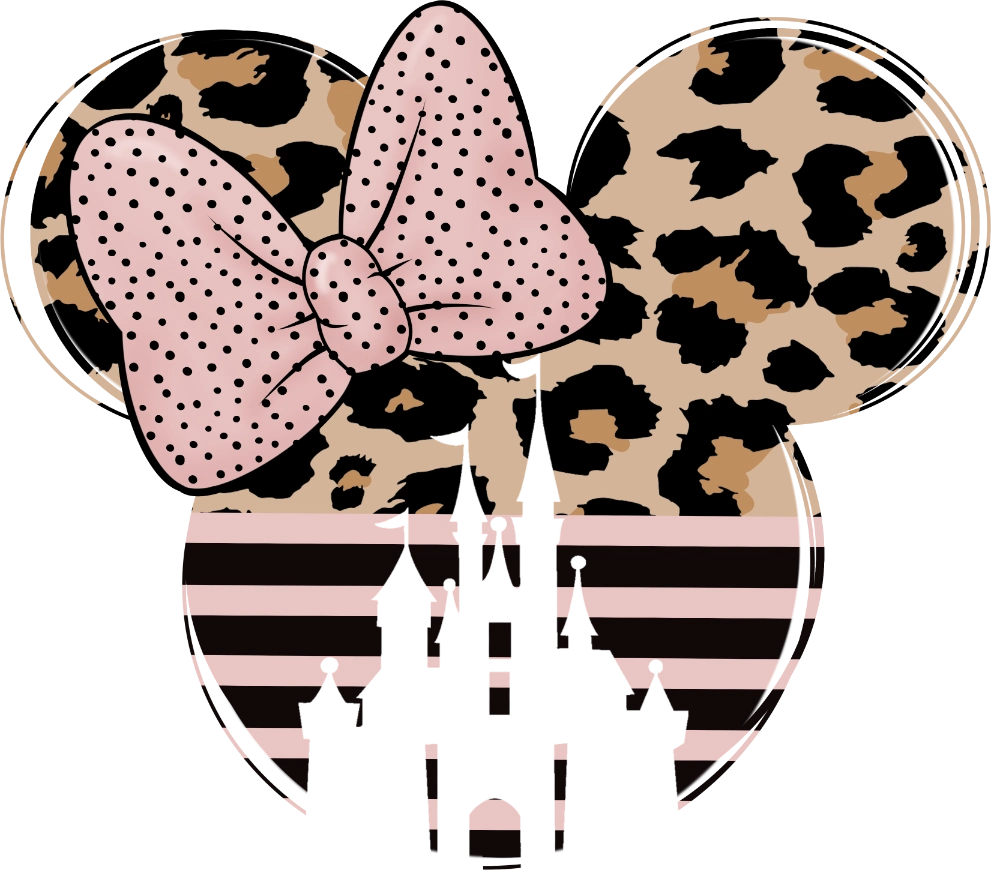 Leopard Minnie Head DTF Heat Transfer, Disney Vacation Design, Mickey Minnie DTF