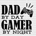 Dad By Day Gamer By Night Design Father's Day DTF Transfer ready2transfer Black