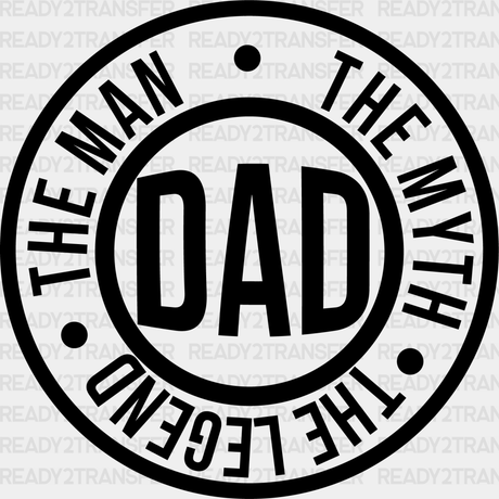 Dad Circle Design Father’s Day Dtf Transfer Adult Unisex - S & M (10’) / Black