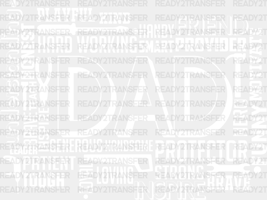 Dad Generous Protector Father’s Day Dtf Transfer Adult Unisex - S & M (10’) / White