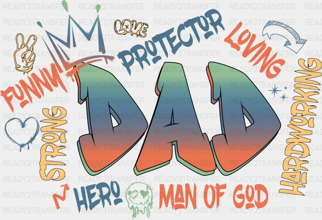 Dad Gradient - Father’s Day DTF Transfer Adult Unisex - S & M (10’’) / Dark Color Design (See Imaging)